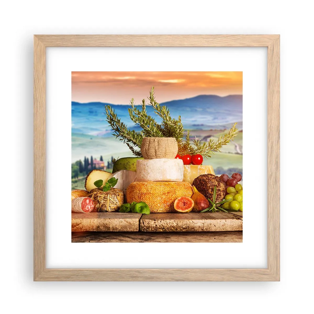 Poszter világos tölgy keretben - Az olasz életöröm - 30x30 cm
