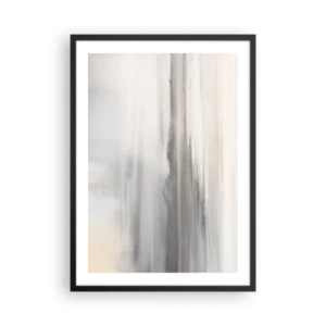 Poszter fehér keretben - Finom függőleges csíkok szürke és bézs árnyalatokban - 50x70cm - Gondolkodó távolság - Modern fali dekoráció nappalihoz és hálószobához ARTTOR