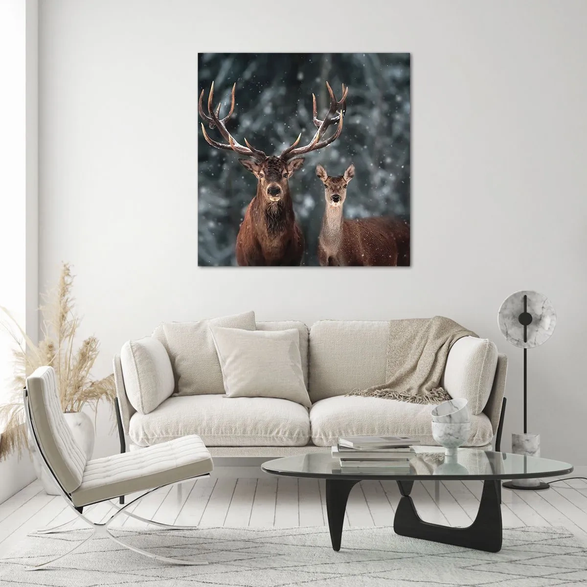 Üveg kép - Az erdő ura a feleségével - 60x60 cm