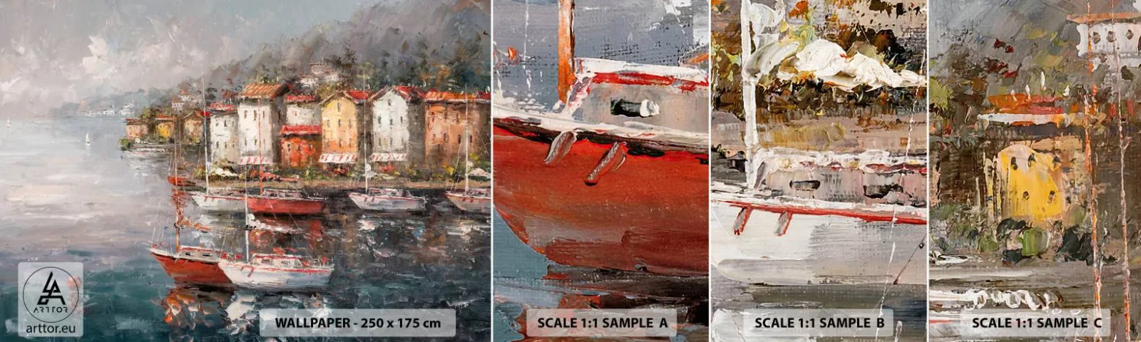 Fotótapéta Minta Standard Eco - Romantikus kikötő - Építészet, Kikötőváros, Vitorlás - 100x30 cm