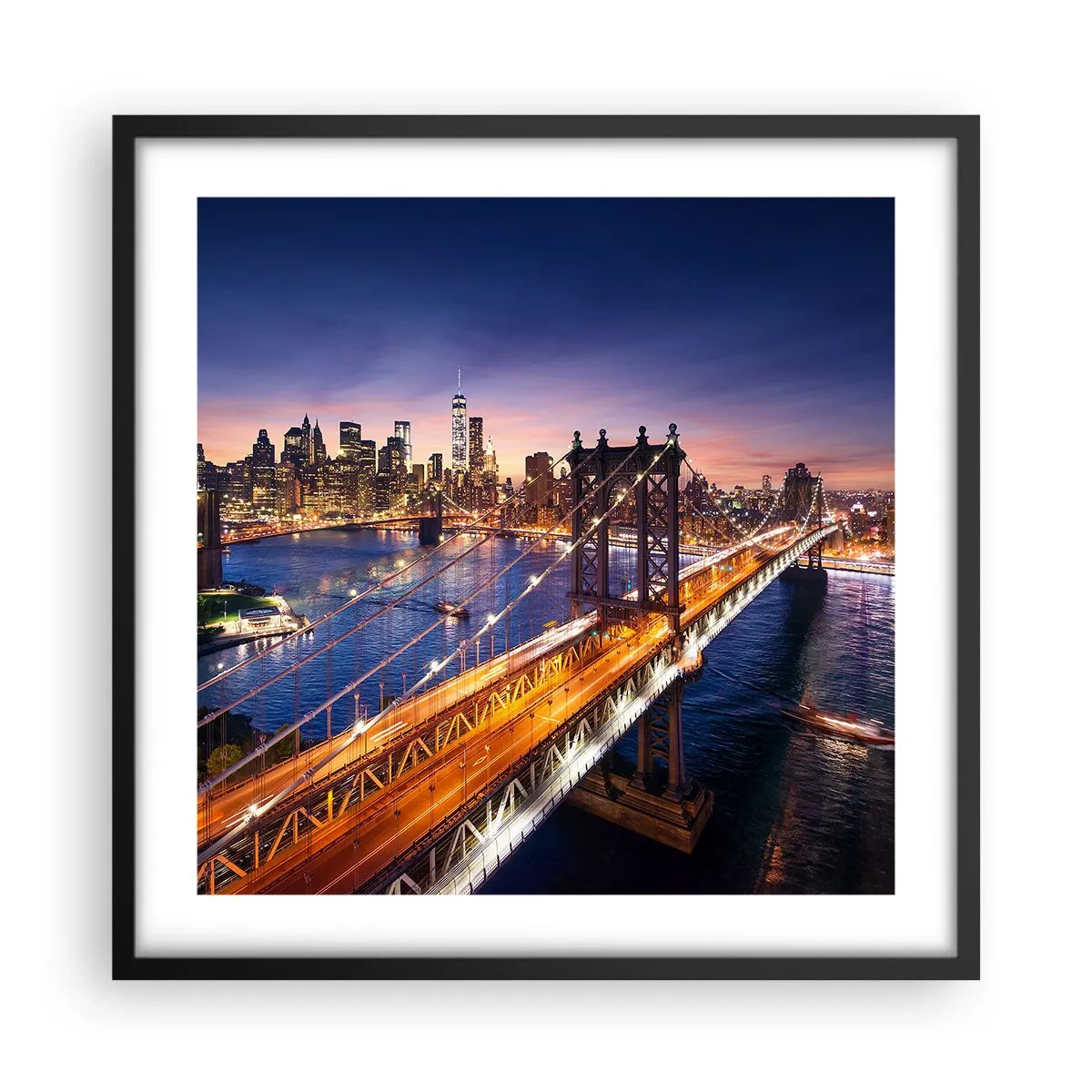 Poszter fehér keretben - Ragyogó híddal a város szívébe - 50x50 cm