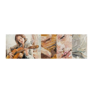 Fotótapéta Minta Premium Canvas - Koncert gitárra és egy lány szívére - Gitár, Zene, Lány - 100x30 cm