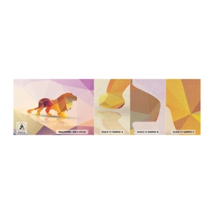 Fotótapéta Minta Premium Canvas - A gyémánt király - Állatok, Oroszlán, Geometriai ábra - 100x30 cm