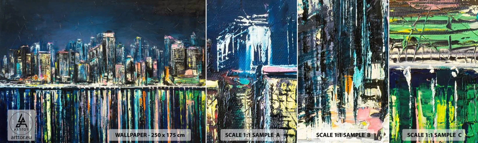 Fotótapéta Minta Standard Eco - Lámpák kaszkádja - Város, Építészet, Folyó - 100x30 cm