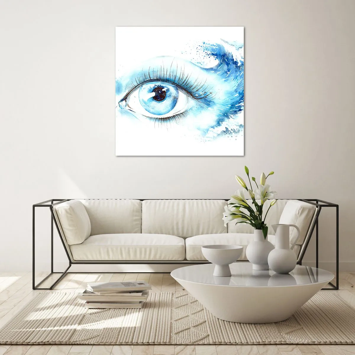 Üveg kép - Elmerülni a tekintet kékjében - 70x70 cm