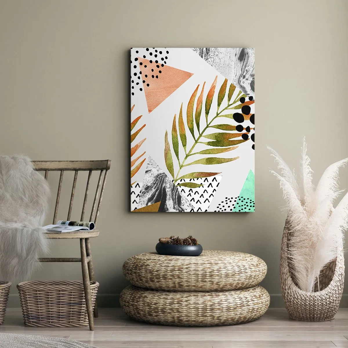 Vászonkép - Dekoráció pálmalevéllel - 50x70 cm