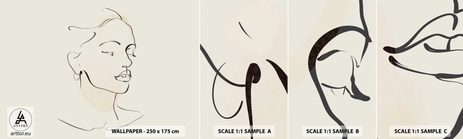 Fotótapéta Minta Öntapadós Deluxe Sticker - Bizonyos vonallal - Absztrakció, Női Arc, Lineart - 100x30 cm