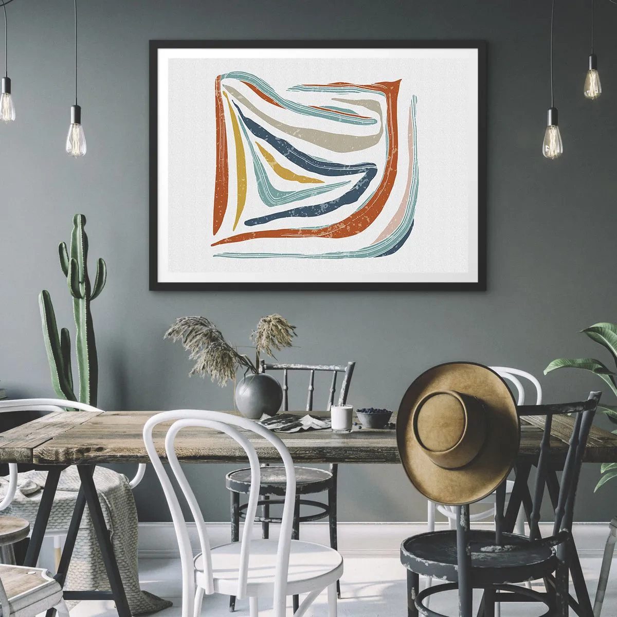 Poszter fehér keretben - Barátságosan mosolygó absztrakció - 70x50 cm