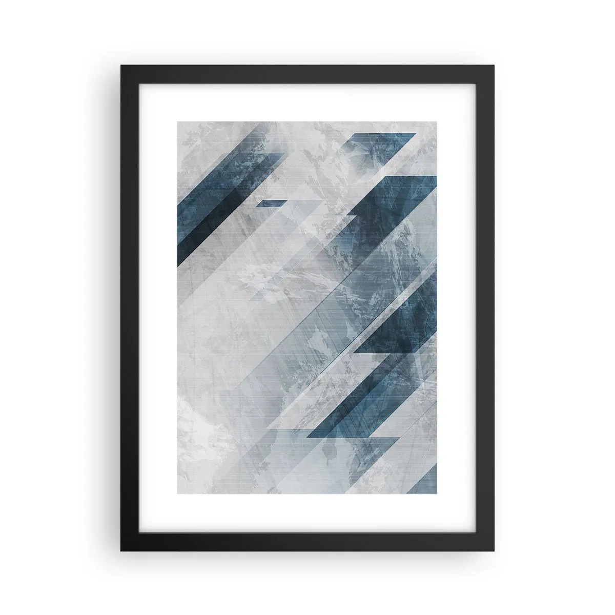 Poszter fehér keretben - Térkompozíció - szürke mozgás - 30x40 cm