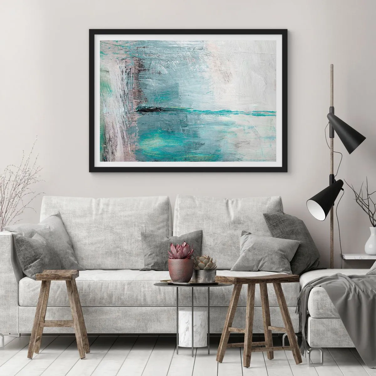 Poszter fehér keretben - Vízszintesen kék színben - 91x61 cm