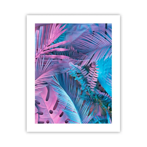 Poszter - Trópusok rózsaszínben és kékben - 40x50 cm