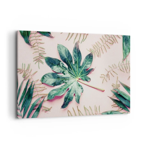 Vászonkép - A zöld tanulmánya a rózsaszín háttérben - 120x80 cm