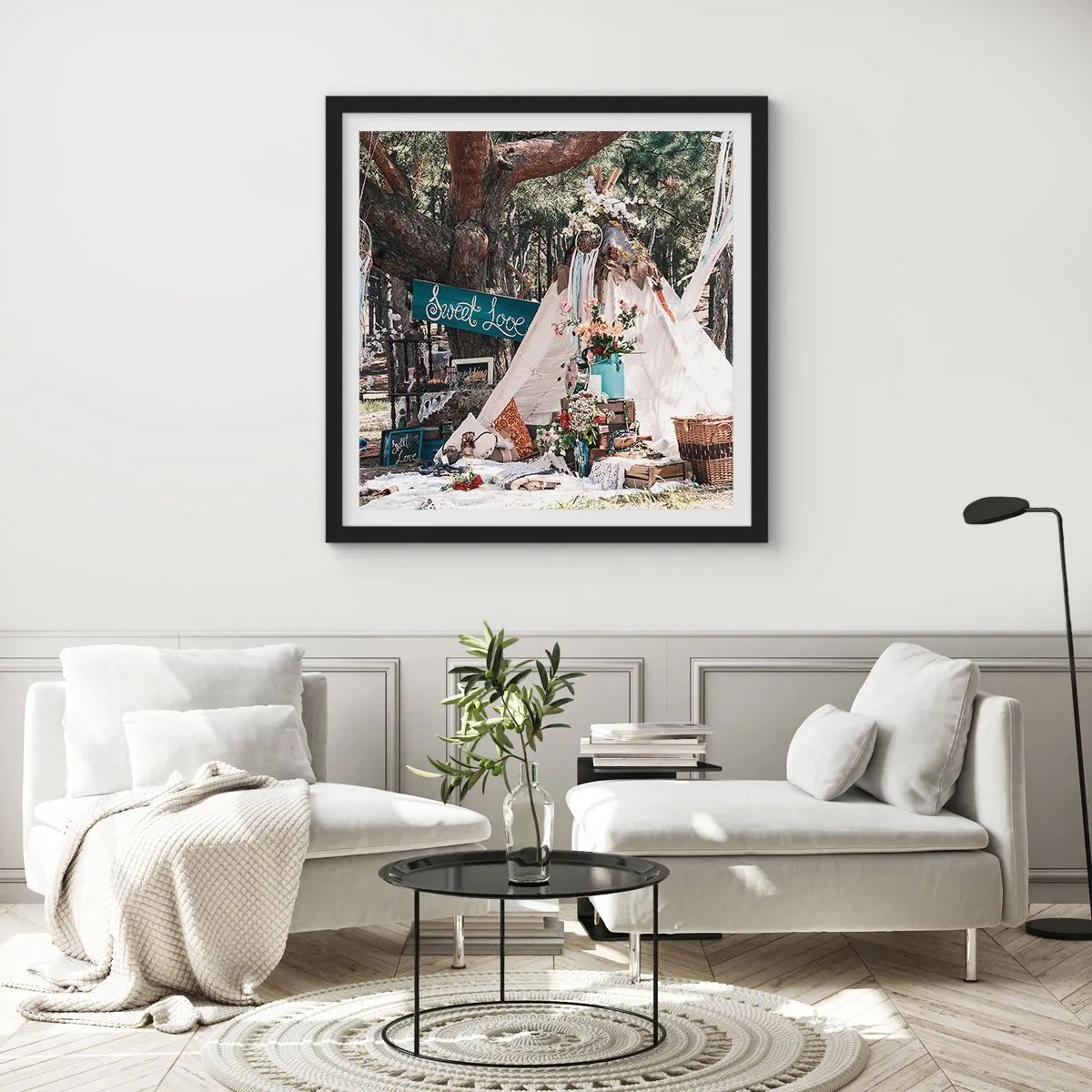 Poszter fehér keretben - Make love… - 40x40 cm