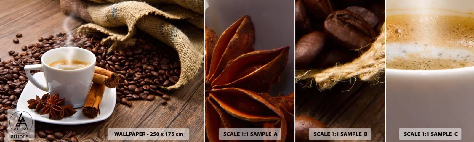 Fotótapéta Minta Standard Eco - Fűszeres íz és illat - Gasztronómia, Kávé, Fahéj - 100x30 cm
