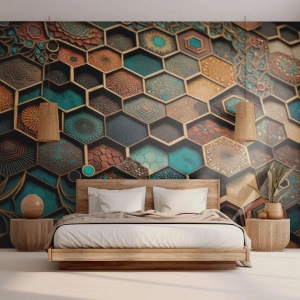 Fotótapéta Premium Sand - Arab ornamentika - egy variáció - Kocka, Mozaik, Minta - 100x70 cm