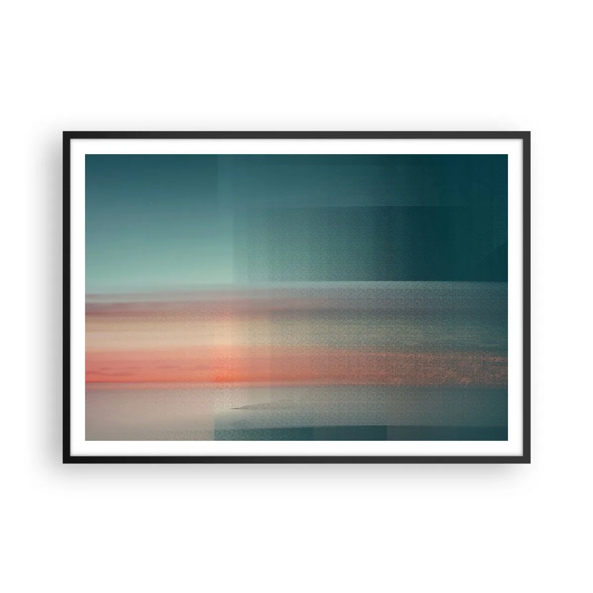 Poszter fehér keretben - Absztrakt: fényhullámok - 100x70 cm