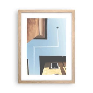 Poszter világos tölgy keretben - A városi labirintus felett - 30x40 cm