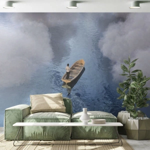Fotótapéta Premium Sand - Az élet - az utazás - az ismeretlen - Hajó, Tó, Felhők - 250x175 cm