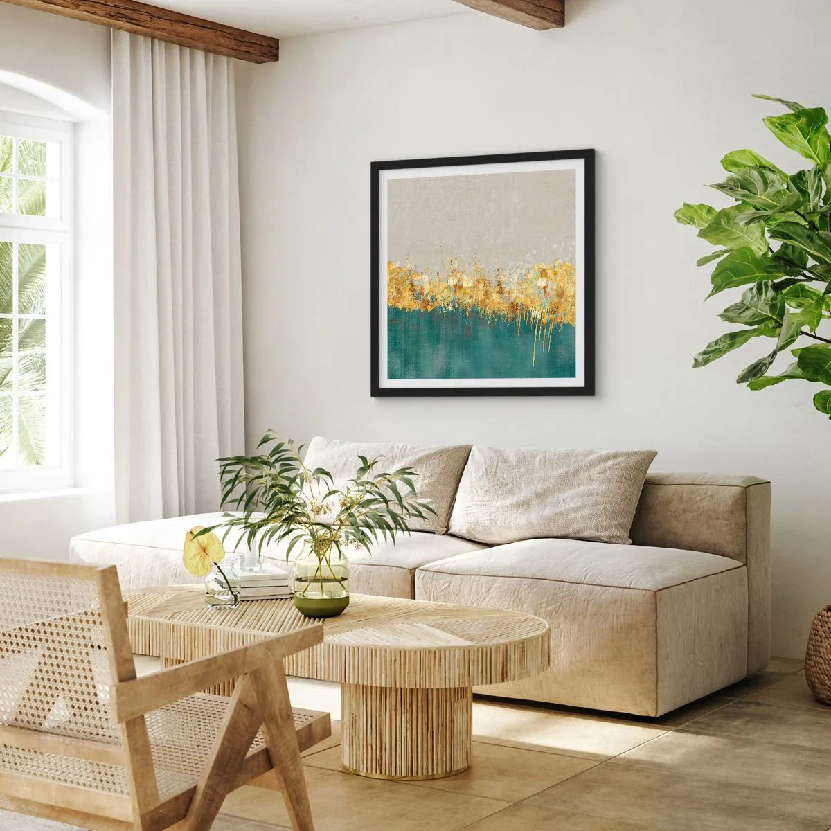 Poszter fehér keretben - Az aranyhatár - 60x60 cm