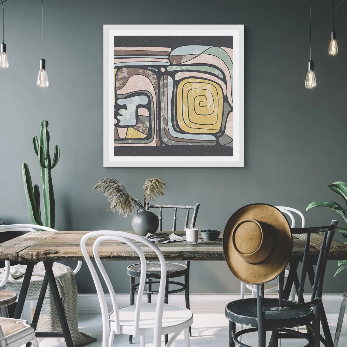 Poszter fekete keretben - Absztrakció pre-kolumbián szellemben - 60x60 cm