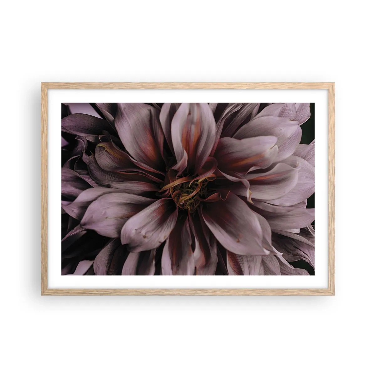 Poszter világos tölgy keretben - Virágos szív - 70x50 cm