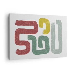 Vászonkép - Színes geometrikus minták absztrakt stílusban - 70x50cm - Egy ismeretlen nyelven - Modern fali dekoráció nappalihoz és hálószobához ARTTOR