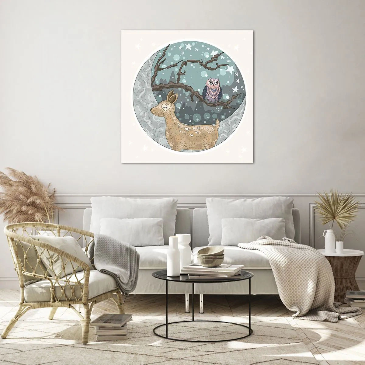 Üveg kép - Mesebeli erdei éjszaka - 50x50 cm