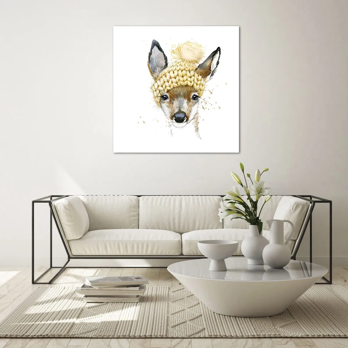 Üveg kép - Télre havas erdőben - 60x60 cm