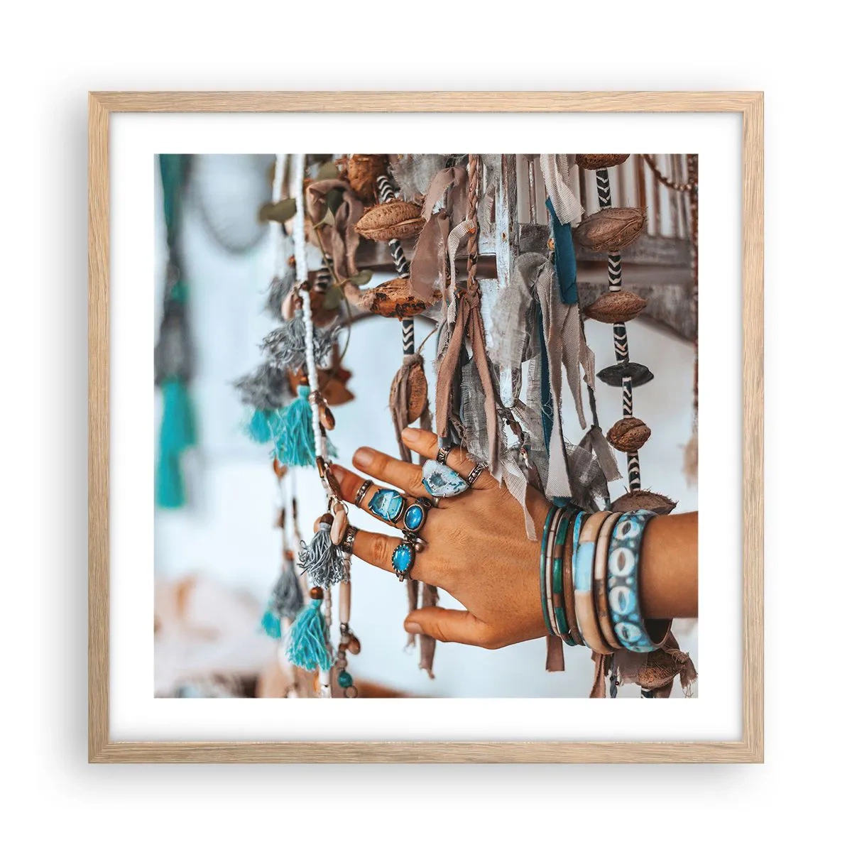 Poszter világos tölgy keretben - Helyi kincsek - 50x50 cm