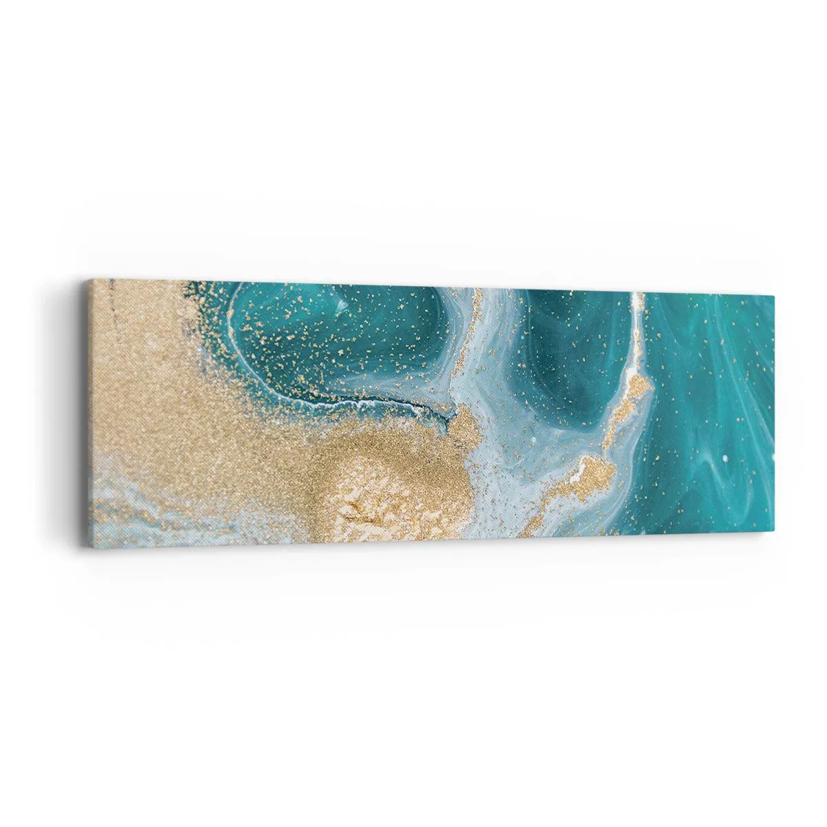 Vászonkép - Arany és türkiz örvénye - 90x30 cm
