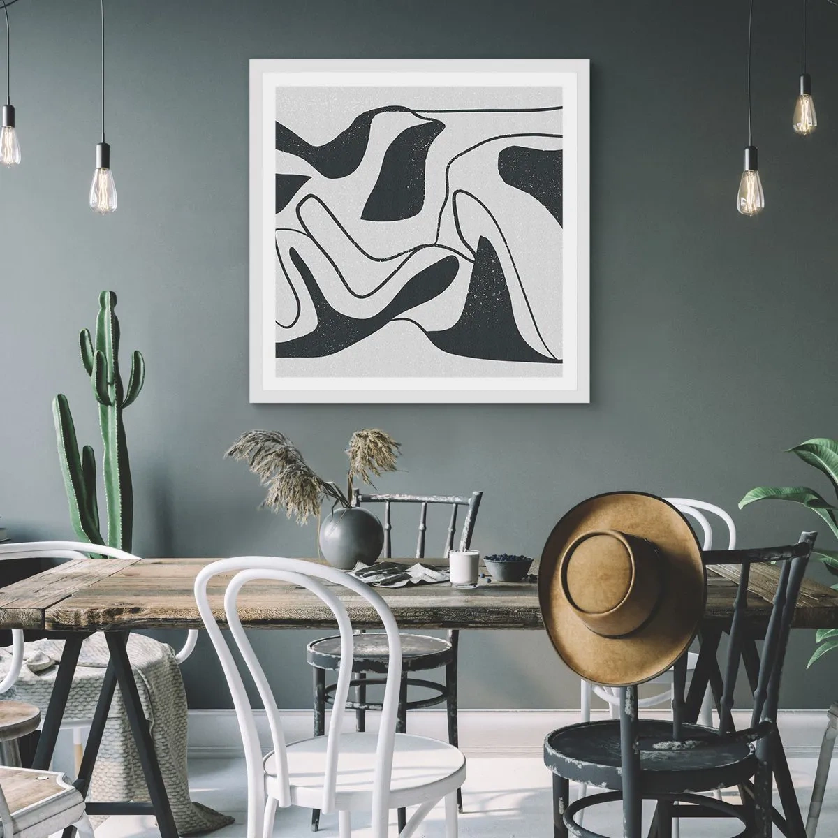 Poszter fekete keretben - Absztrakt játék egy labirintusban - 50x50 cm