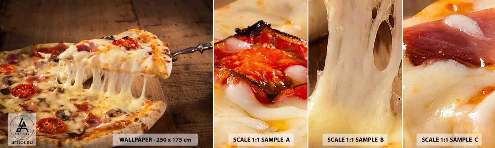 Fotótapéta Minta Öntapadós Deluxe Sticker - Az olasz művészet remekműve - Gasztronómia, pizza, Olaszország - 100x30 cm