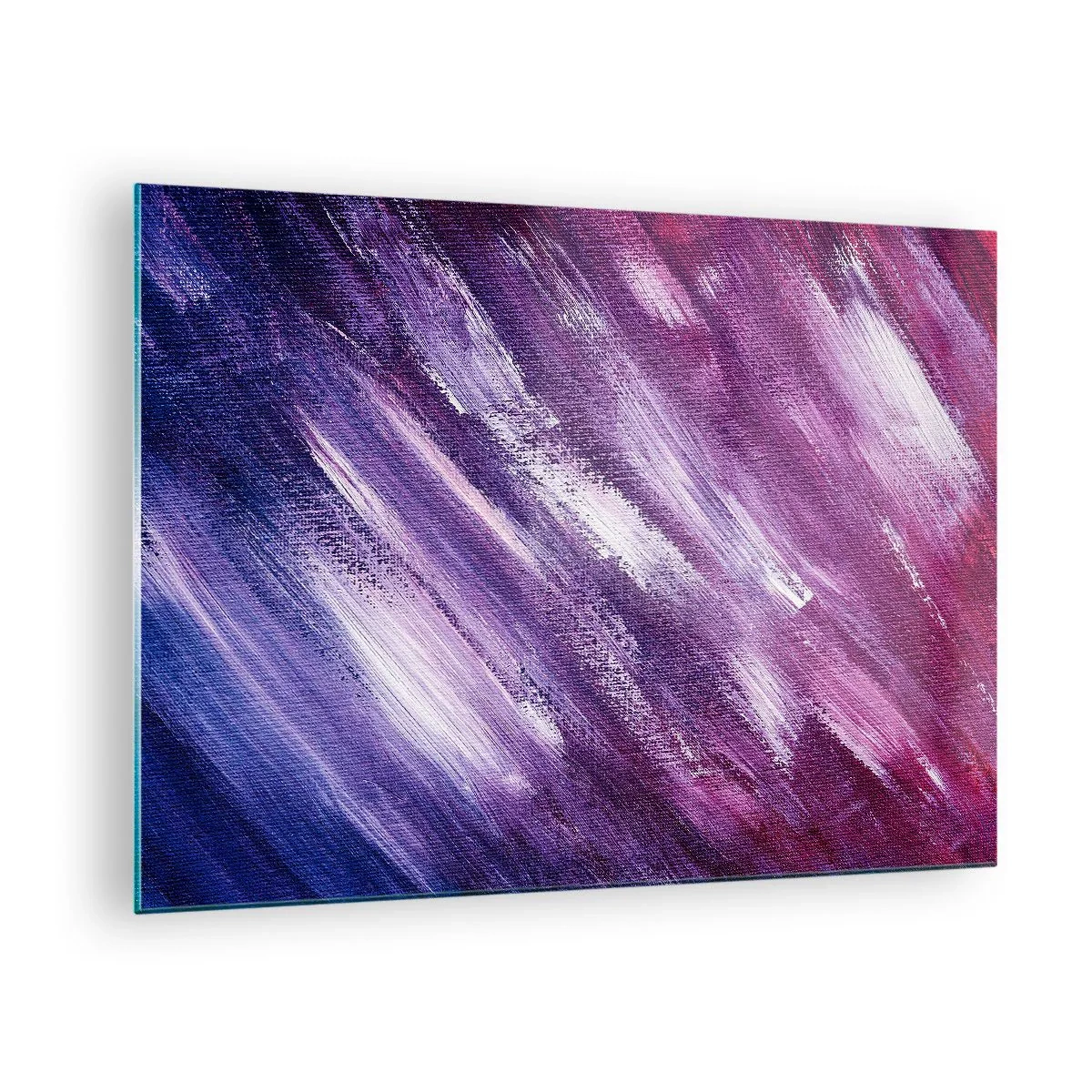 Üveg kép - Absztrakt festészet lila és fehér árnyalatokban - 70x50cm - Amikor napsütéses szél fúj - Modern fali dekoráció nappalihoz és hálószobához ARTTOR