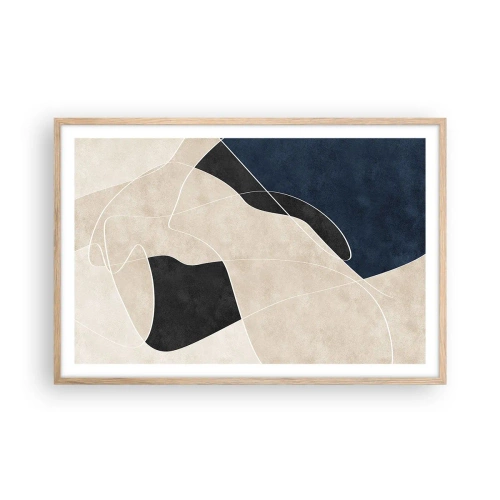 Poszter világos tölgy keretben - Absztrakt kompozíció - az árnyalatok kontrasztja - 91x61 cm