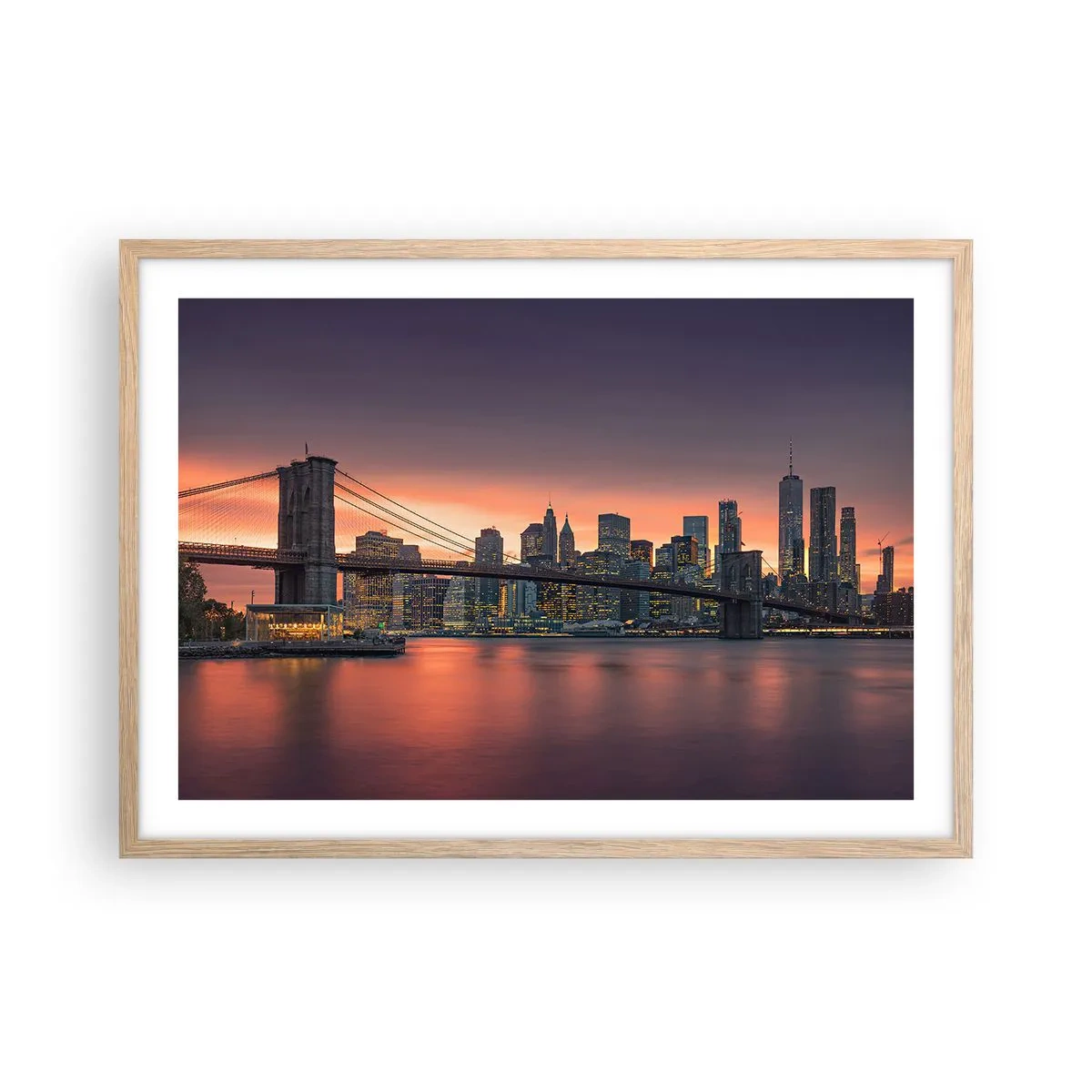 Poszter világos tölgy keretben - Lila csendbe merülve - 70x50 cm