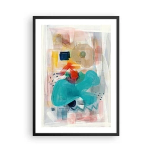 Poszter fehér keretben - Színes absztrakció dinamikus formákkal - 50x70cm - Színes játék - Modern fali dekoráció nappalihoz és hálószobához ARTTOR