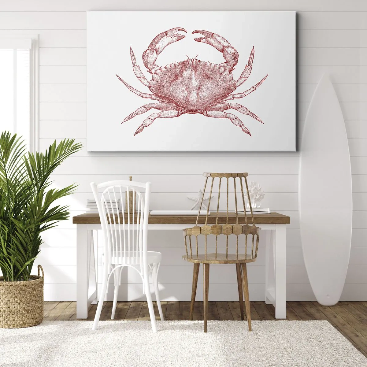 Vászonkép - Vörös árnyalatú rák rajza - 70x50cm - Rák a rákok felett - Modern fali dekoráció nappalihoz és hálószobához ARTTOR