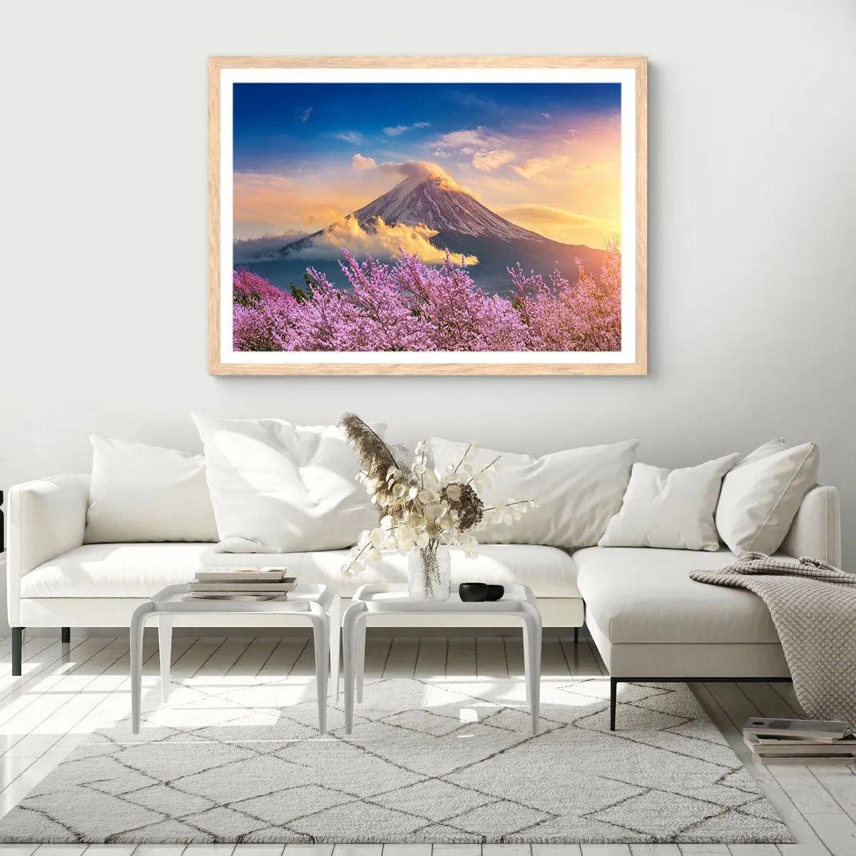 Poszter világos tölgy keretben - Japán szentség - 40x30 cm