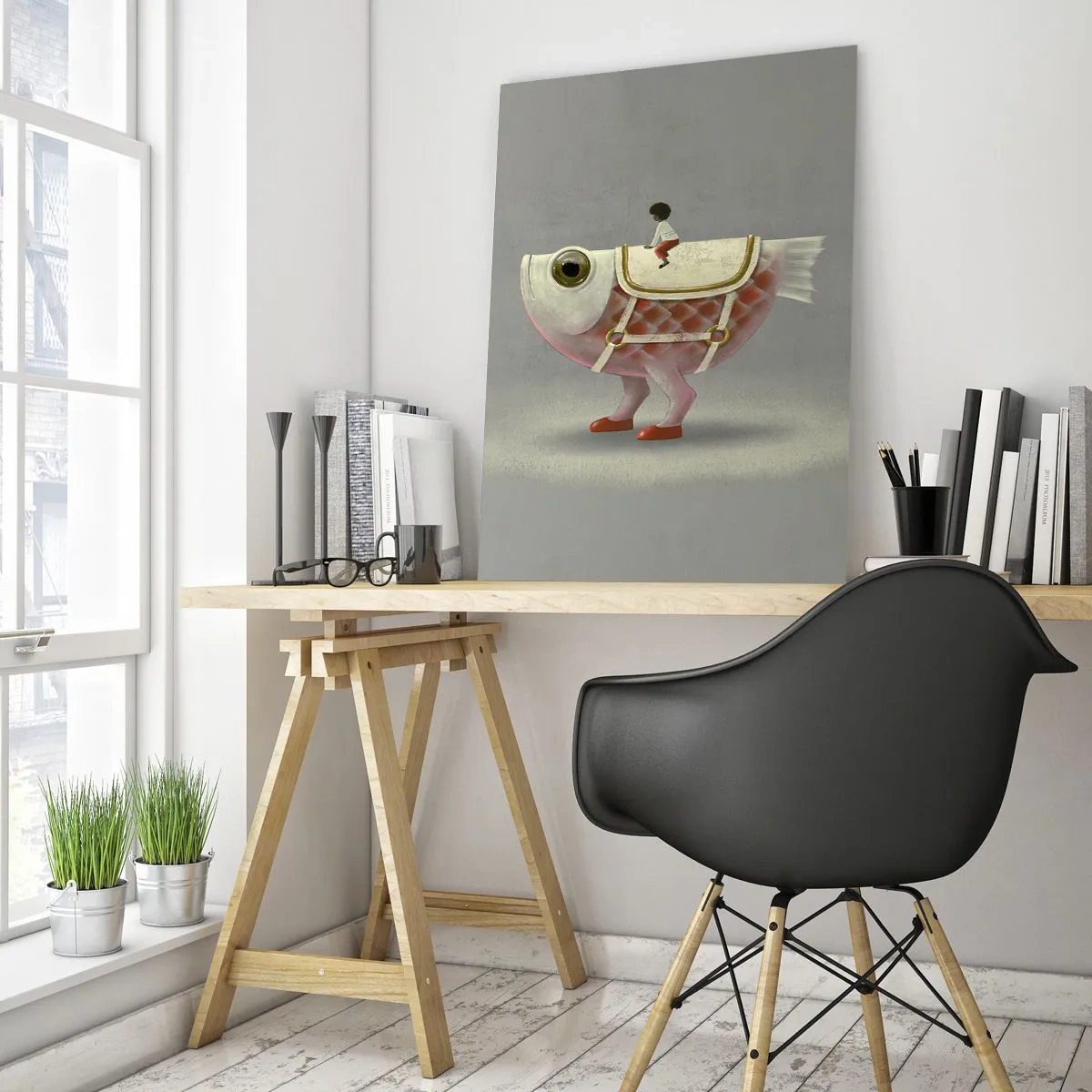 Üveg kép - A halas lovas - 50x70 cm