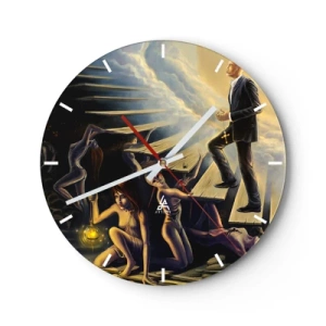 Falióra, Óra - Szimbolikus alakok a lépcsőn fényben és sötétségben - 30x30cm - Dante-i utazás a fény felé - Modern fali dekoráció nappalihoz, konyhához és hálószobához ARTTOR