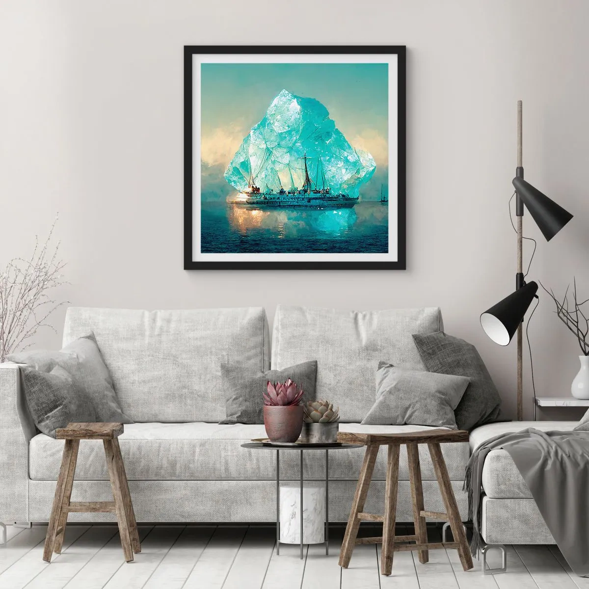 Poszter fehér keretben - Sarkvidéki gyémánt - 50x50 cm