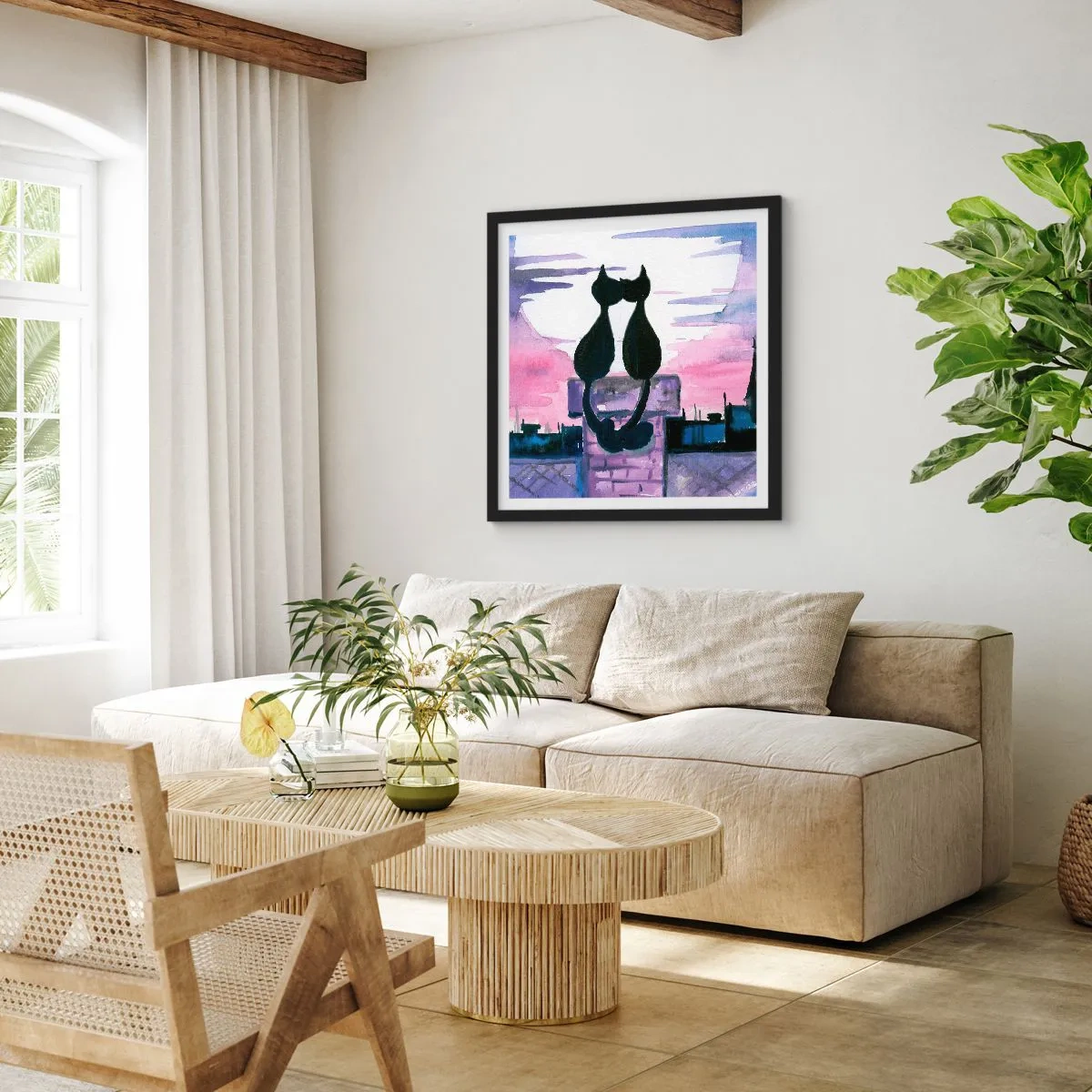 Poszter fehér keretben - Rendez-vous a holdfénynél - 60x60 cm