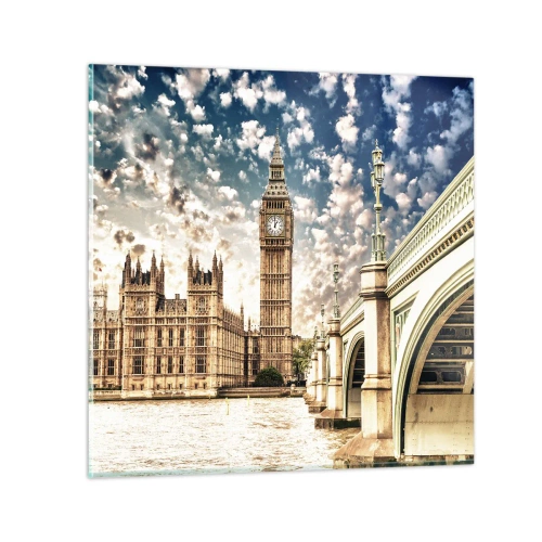 Üveg kép - Tollas felhők a Temze felett - 70x70 cm