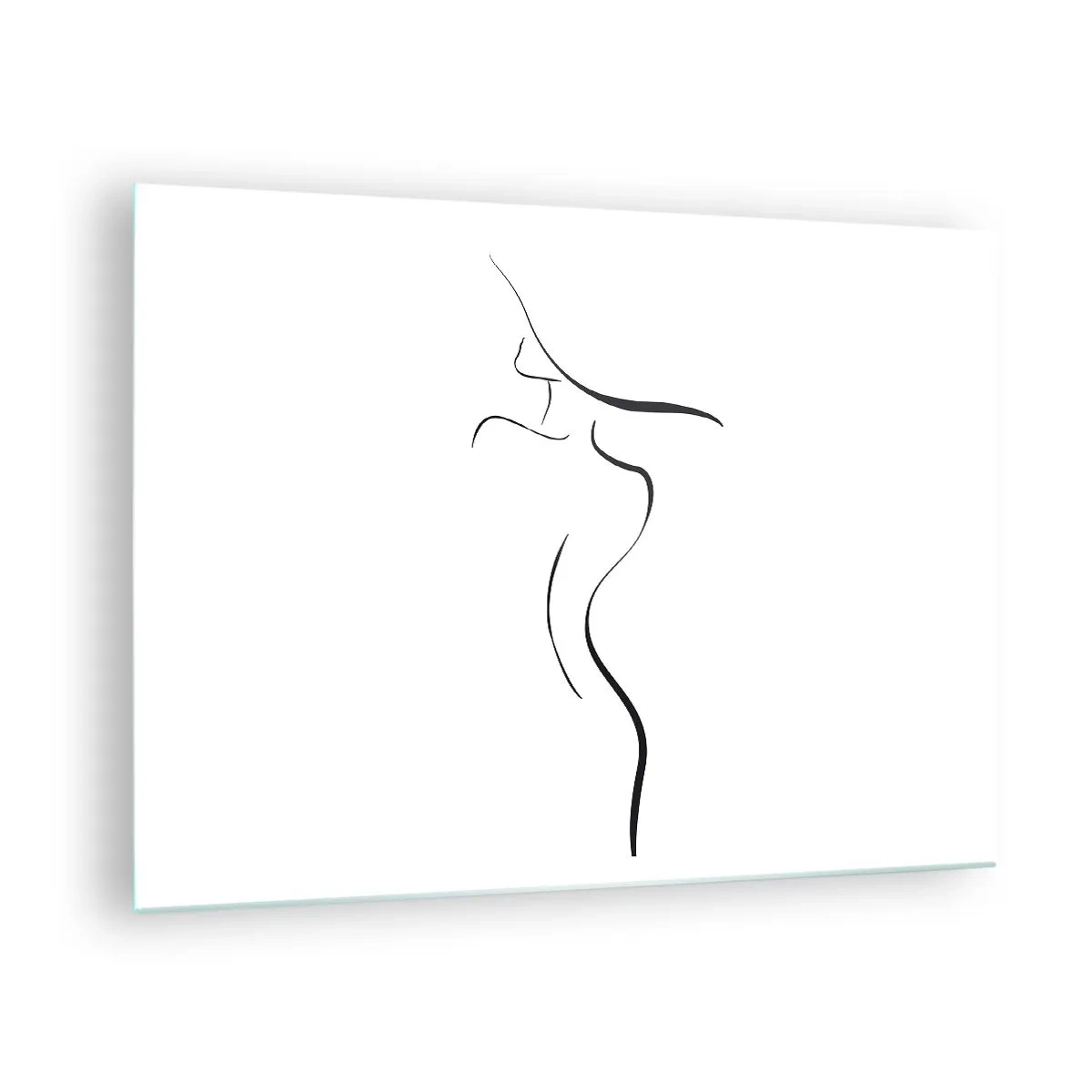 Üveg kép - Minimalista körvonal egy női sziluett fekete-fehérben - 70x50cm - Megfoghatatlan, mint egy hullám - Modern fali dekoráció nappalihoz és hálószobához ARTTOR