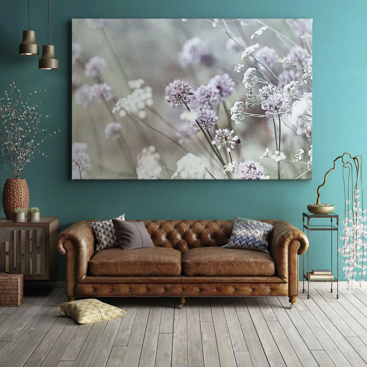 Vászonkép - Finom virágok pasztell árnyalatokban - 70x50cm - Fűszerek édes filigránja - Modern fali dekoráció nappalihoz és hálószobához ARTTOR