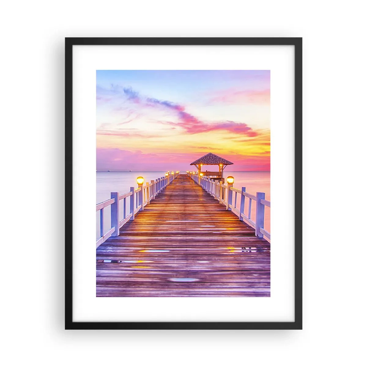 Poszter fehér keretben - Az est lilás-arany csendje - 40x50 cm