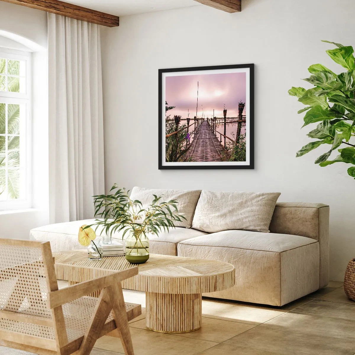 Poszter fehér keretben - Nyugalom és csend Ázsiában - 60x60 cm