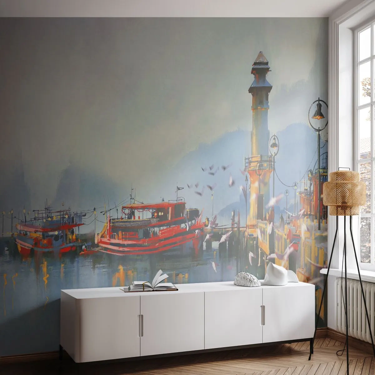Fotótapéta Premium Sand - A világ végén - Tájkép, Kikötő, Világítótorony - 100x70 cm