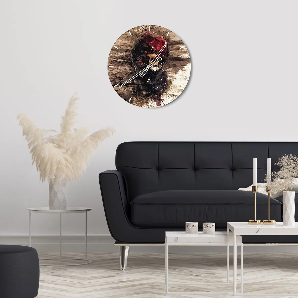 Falióra, Óra - Egy hagyományos ékszereket viselő nő művészi portréja - 30x30cm - Legalább riasztó - Modern fali dekoráció nappalihoz, konyhához és hálószobához ARTTOR