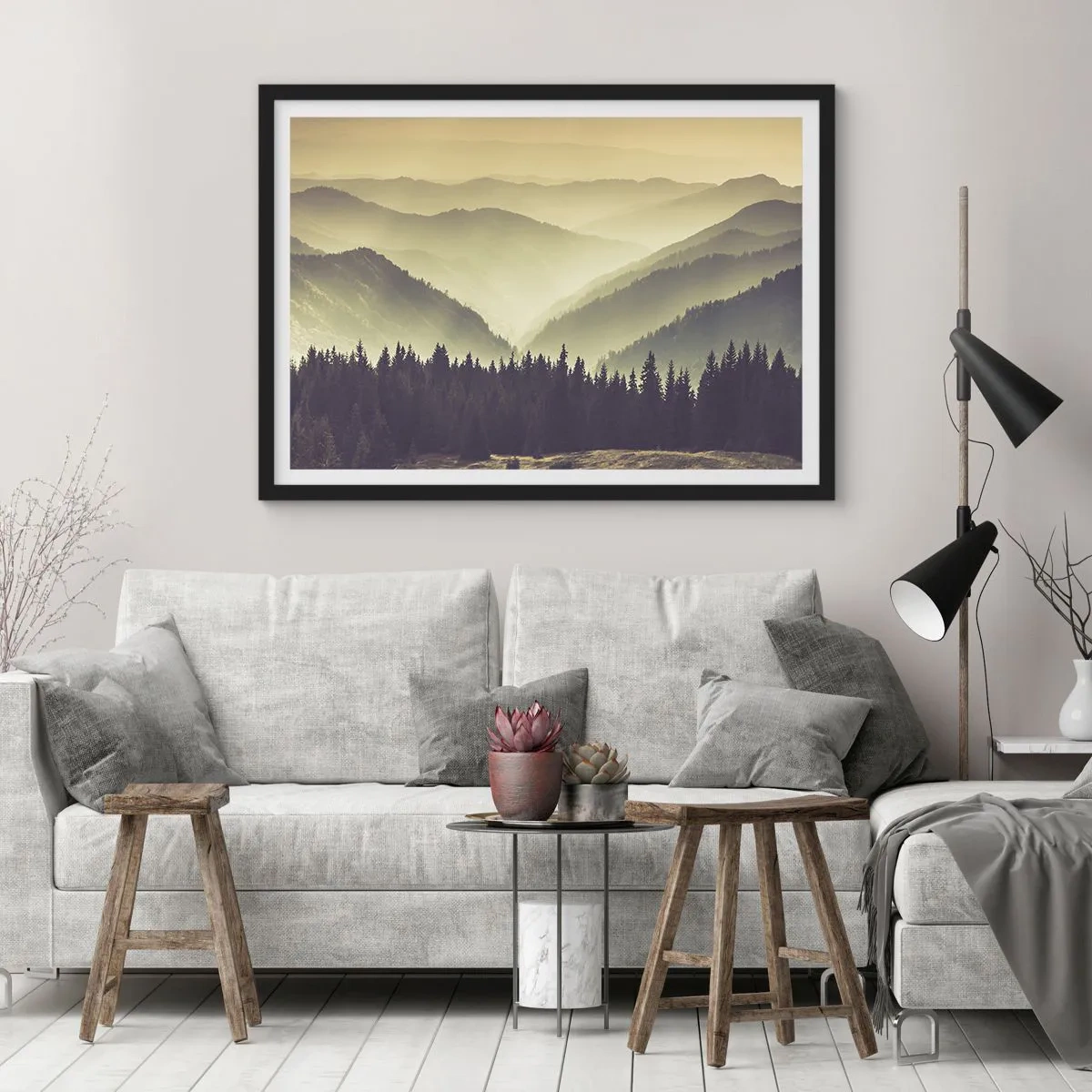 Poszter fehér keretben - Hegyeken túl… - 70x50 cm